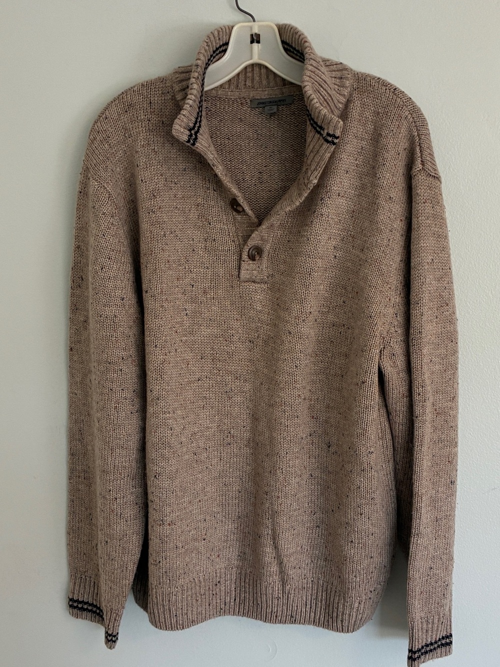 Johnston & Murphy Men's Pullover Wool Blend Tan Sweater